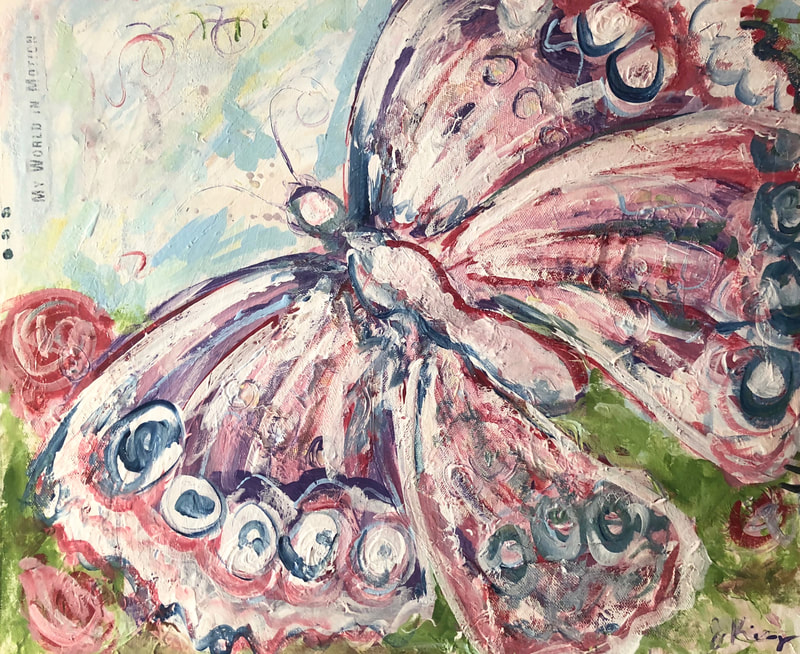 jenny king artist butterfly painting pinks fun mixed media