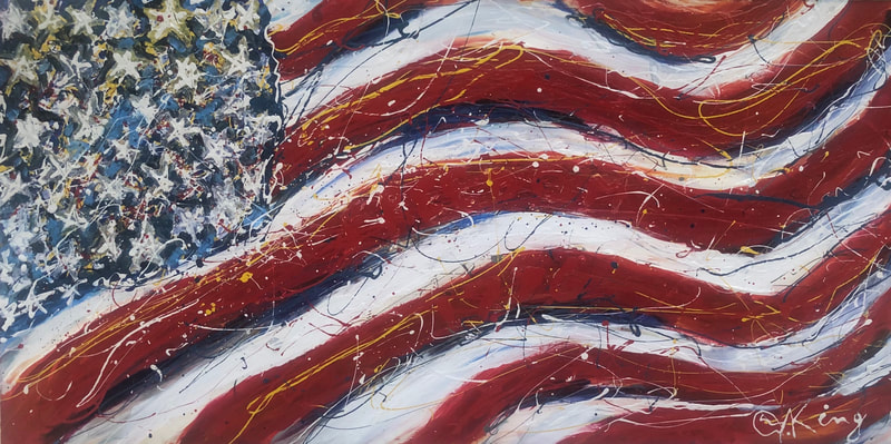 jenny king american flag mixed media republican democrat liberal freedom unity red white blue stars strips veterans military merica 